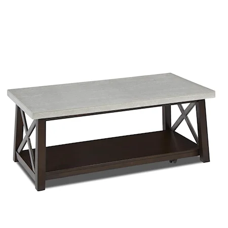 Cocktail Table with Concrete Top and X Design Motif